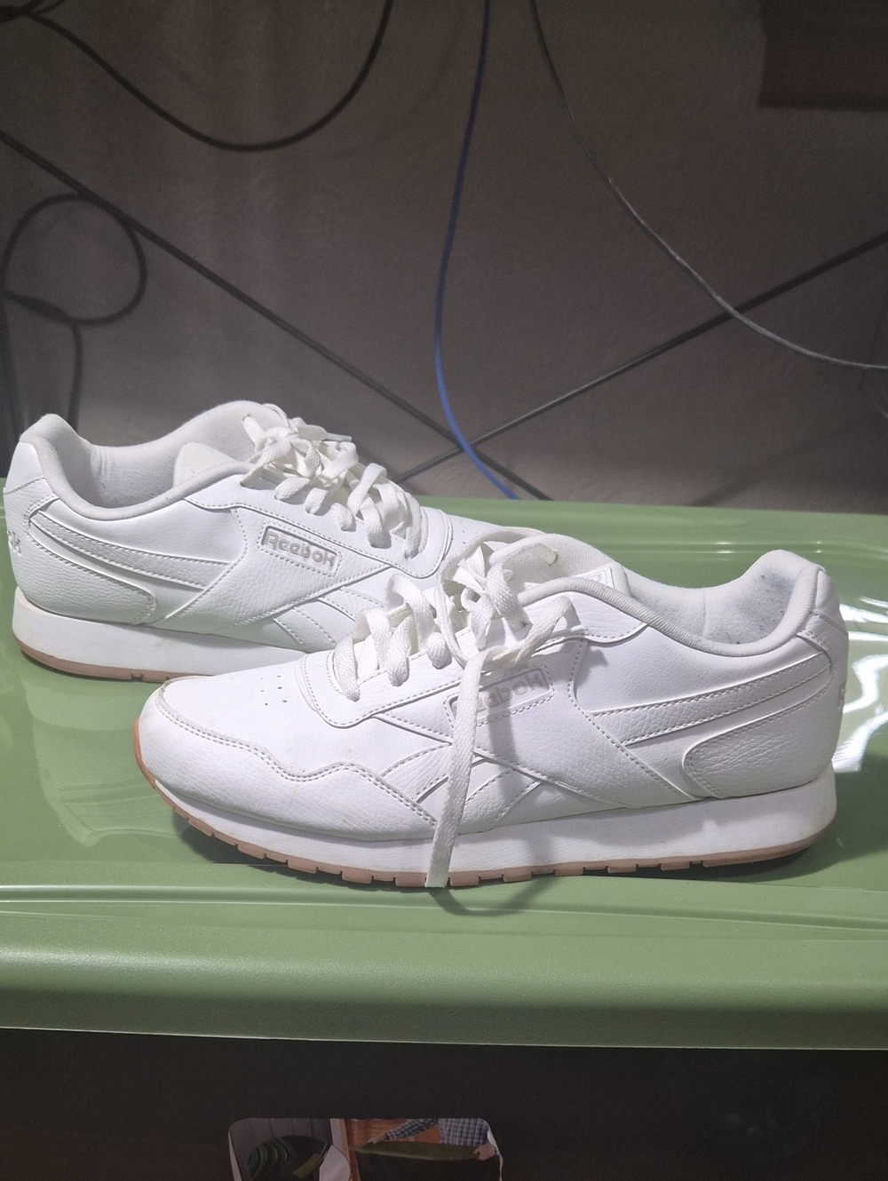 Reebok White Leather Low-Top Sneakers with Gum Outsole.